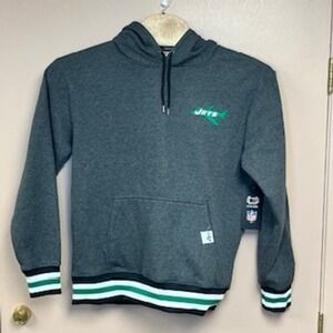 Ultra Game NFL New York Jets Hoodie Mens Medium Gray Pullover Sweatshirt NEW‎